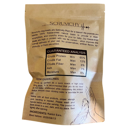 Scrumchy Freeze-Dried Rabbit Ears 30g